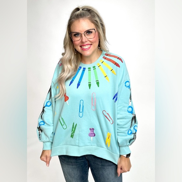 QUEEN OF SPARKLES Tops - QOS Teacher Supplies Sweatshirt